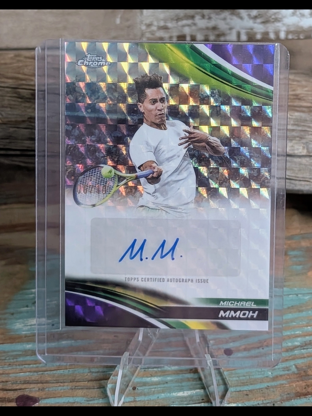 2025 Topps Chrome Michael Mmoh Purple Geometric Auto 06/10